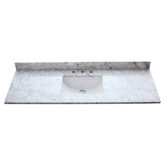 Avanity SUT61CW-1RS (single) 61-inch Carrara Marble Countertop & Rectangular Sink