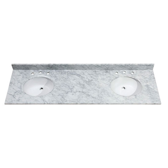 Avanity SUT73CW (double) 73-inch Carrara Marble Countertop & Linen Oval Sinks