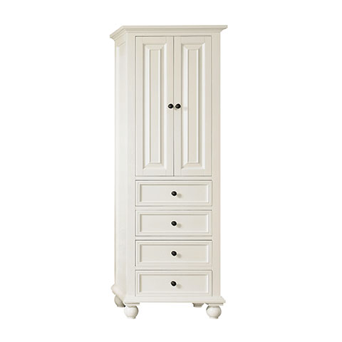Avanity Thompson 24-Inch French White Transitional Bathroom Tall Linen Side Cabinet