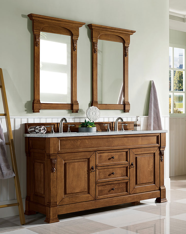 James Martin Brookfield (double) 60-Inch Country Oak Vanity Cabinet & Optional Countertops