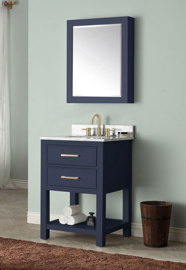 Avanity Brooks (single) 25-Inch Navy Blue Vanity Cabinet & Optional Countertops