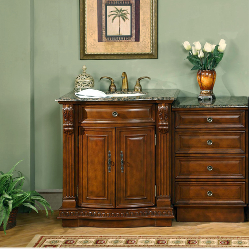 Amaretto And Side Cabinet (single) 53-Inch Traditional Bath Vanity Set
