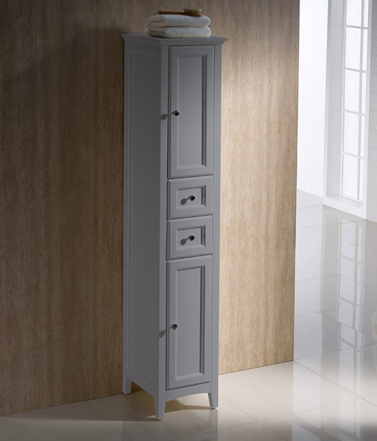 Fresca Oxford 14-Inch Gray Bathroom Tall Linen Side Cabinet