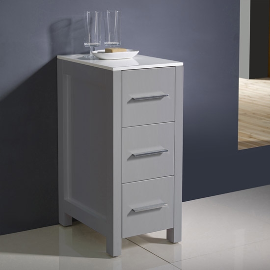 Fresca Torino 12-Inch Gray Bathroom Linen Side Cabinet