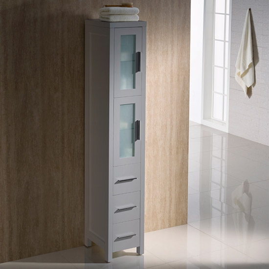 Fresca Torino 12-Inch Gray Bathroom Tall Linen Side Cabinet