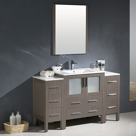 Fresca Torino (single) 54-Inch Gray Oak Modern Bathroom Vanity with Integrated Sink