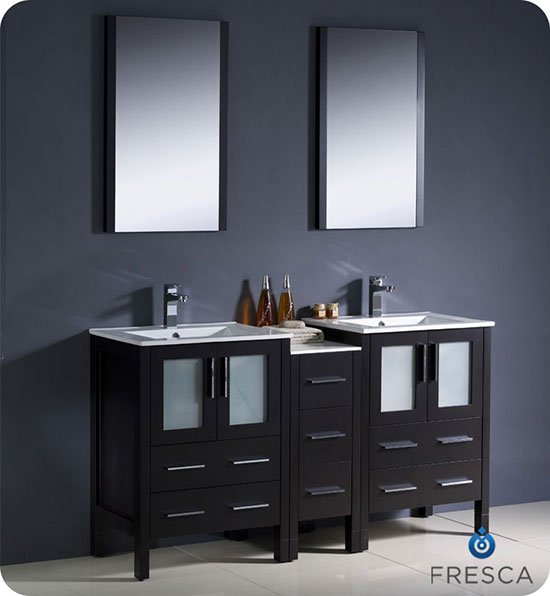 Fresca Torino (double) 60-Inch Espresso Modern Bathroom Vanity with Integrated Sinks