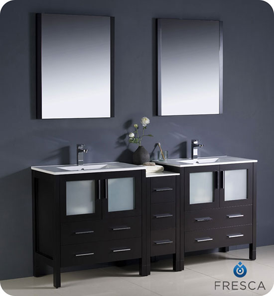 Fresca Torino (double) 72-Inch Espresso Modern Bathroom Vanity with Integrated Sinks