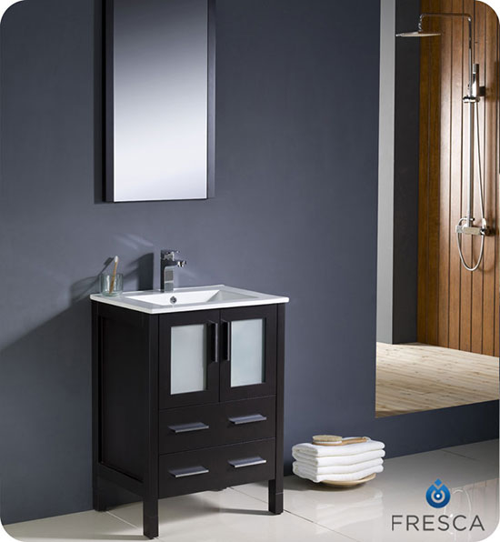 Fresca Torino (single) 24-Inch Espresso Modern Bathroom Vanity with Integrated Sink