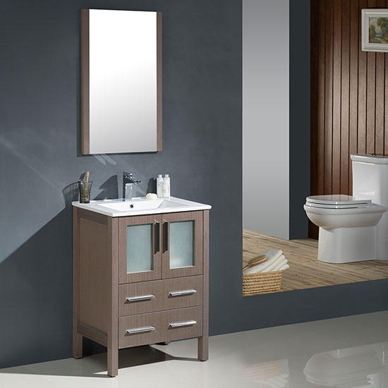 Fresca Torino (single) 24-Inch Gray Oak Modern Bathroom Vanity with Integrated Sink