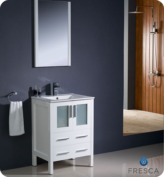 Fresca Torino (single) 24-Inch White Modern Bathroom Vanity with Integrated Sink