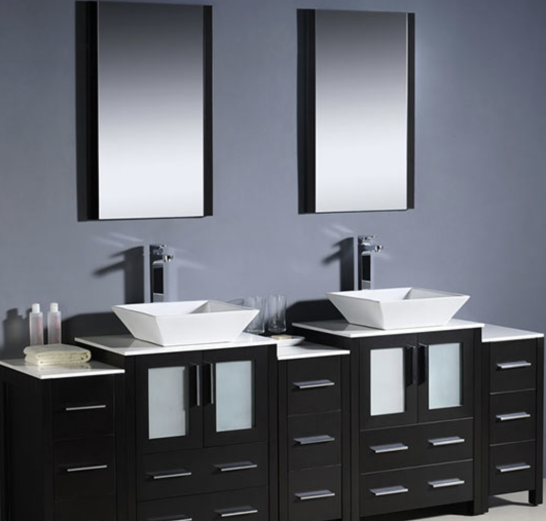 Fresca Torino (double) 84-Inch Espresso Modern Bathroom Vanity with Vessel Sinks